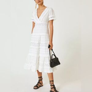 Love the Label White Ruffle Midi Dress Small